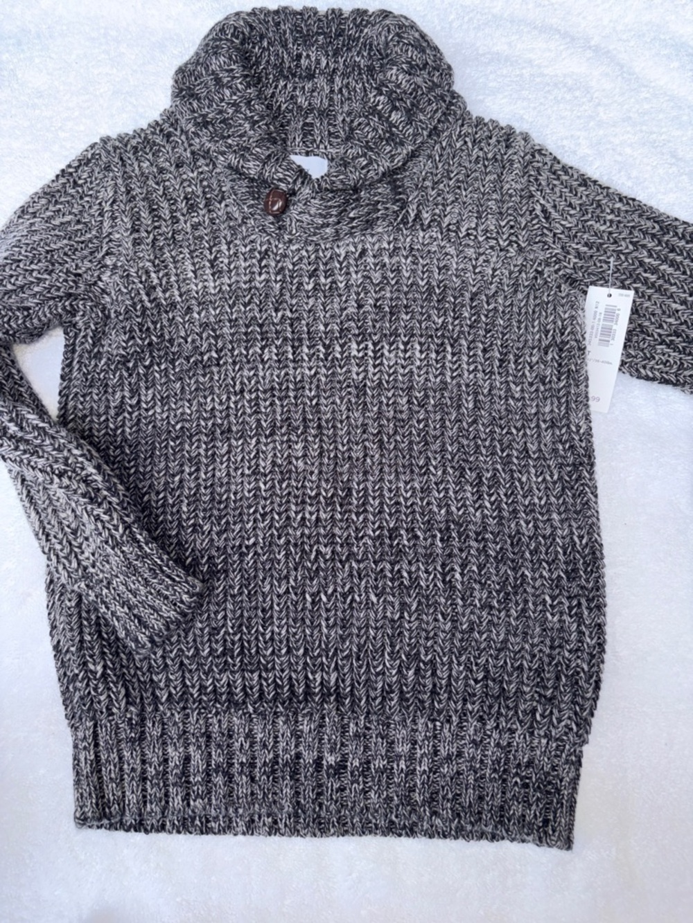 Boy’s Shawl Collar Knit Sweater - Gray Marled